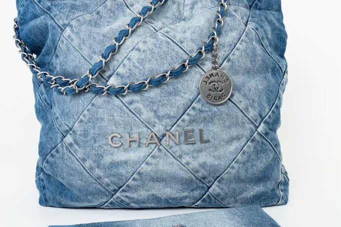 CHANEL Handbag 23P Denim Quilted 22 Small Drawstring Bag - Redeluxe