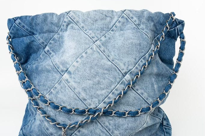 CHANEL Handbag 23P Denim Quilted 22 Small Drawstring Bag - Redeluxe