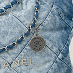 CHANEL Handbag 23P Denim Quilted 22 Small Drawstring Bag - Redeluxe