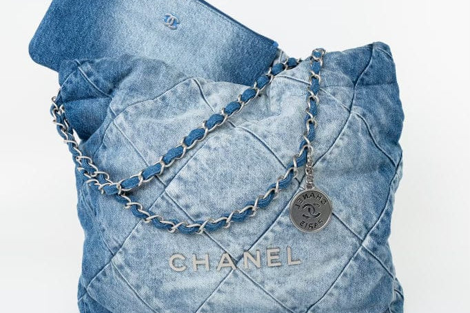 CHANEL Handbag 23P Denim Quilted 22 Small Drawstring Bag - Redeluxe