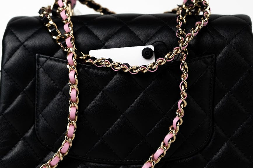 CHANEL Handbag 23P Mini Top Handle Black/Pink Lambskin Quilted w/ Light Gold Hardware - Redeluxe