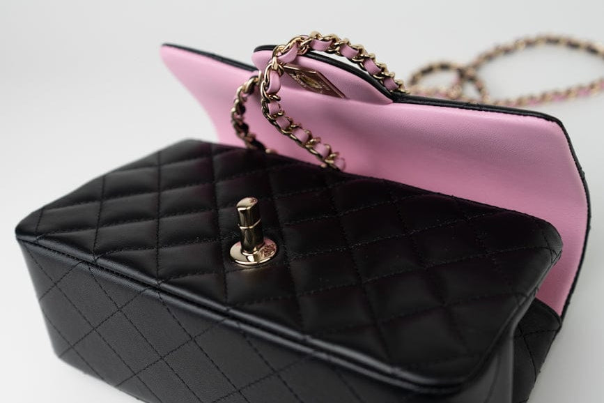 CHANEL Handbag 23P Mini Top Handle Black/Pink Lambskin Quilted w/ Light Gold Hardware - Redeluxe