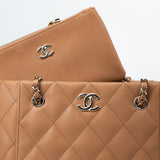 CHANEL Handbag 23P Small Caramel Caviar Quilted Shopping Bag Light Gold Hardware - Redeluxe