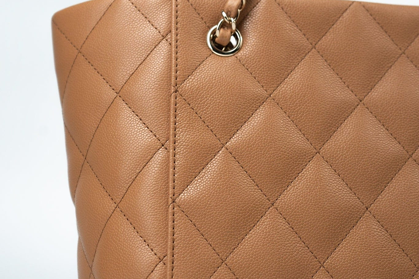 CHANEL Handbag 23P Small Caramel Caviar Quilted Shopping Bag Light Gold Hardware - Redeluxe