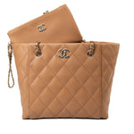 CHANEL Handbag 23P Small Caramel Caviar Quilted Shopping Bag Light Gold Hardware - Redeluxe