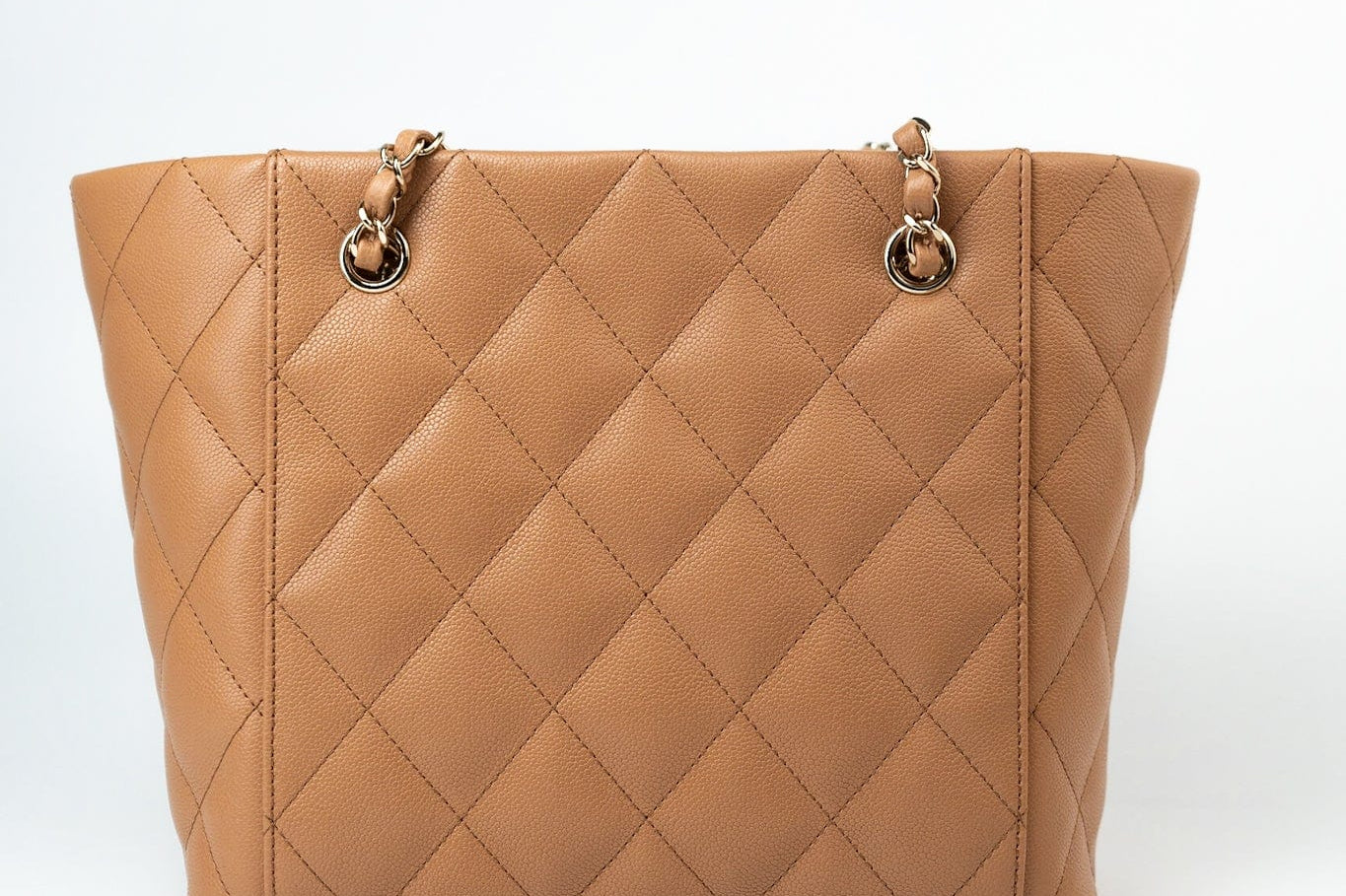 CHANEL Handbag 23P Small Caramel Caviar Quilted Shopping Bag Light Gold Hardware - Redeluxe