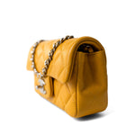 CHANEL Handbag Autumn Yellow Lambskin Quilted Extra Mini Rectangular Flap Silver Hardware - Redeluxe