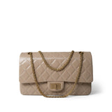 CHANEL Handbag Beige 15P Beige Crumpled Calfskin Quilted Reissue 2.55 Flap 227 Aged Gold Hardware - Redeluxe