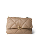 CHANEL Handbag beige 21S Dark Beige Lambskin Quilted 19 Flap Medium/Large - Redeluxe