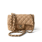 CHANEL Handbag Beige 22C Beige Lambskin Quilted Mini Rectangular Quilted Flap Bag - Redeluxe