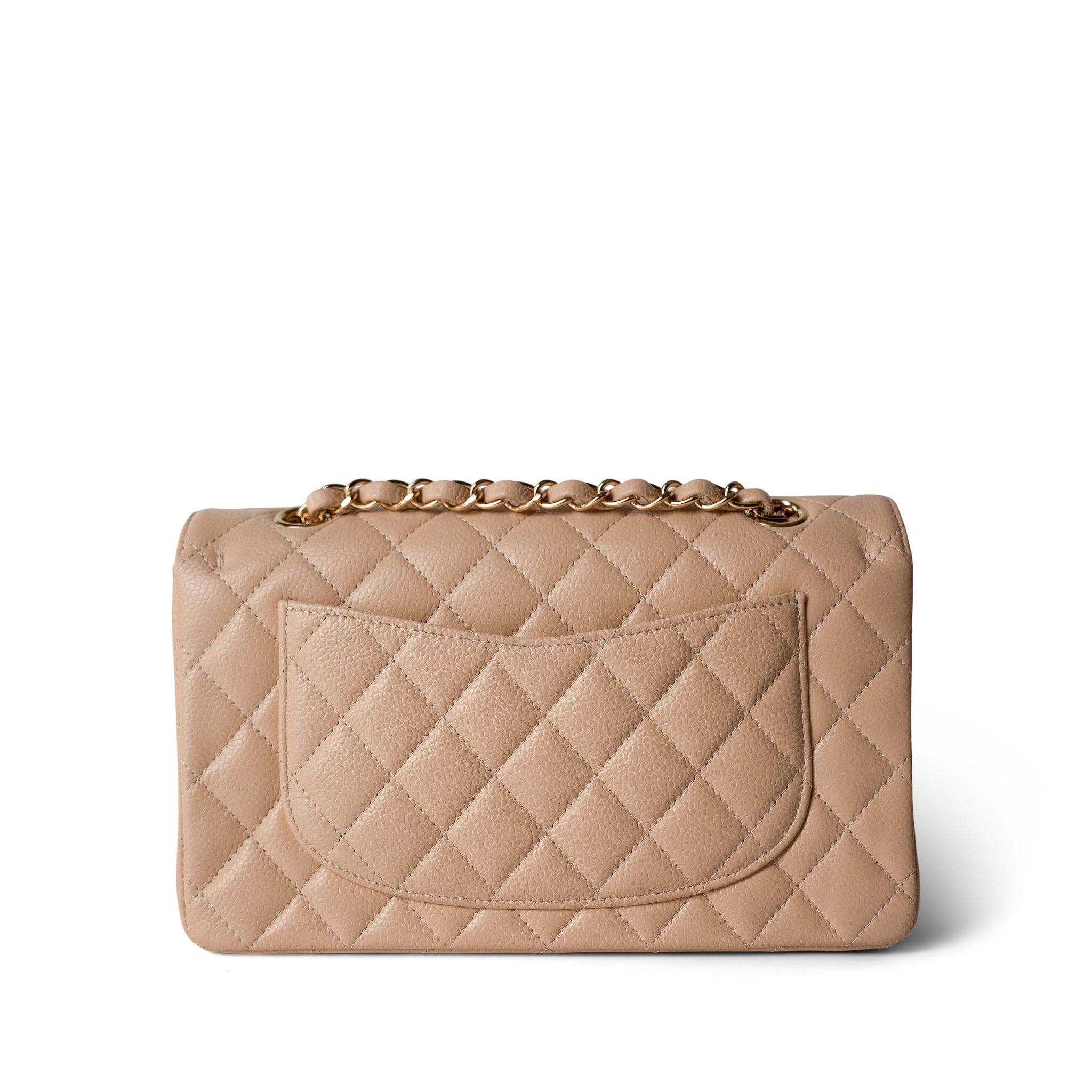 Beige Clair Caviar Quilted Classic Flap Small Gold Hardware REDELUXE