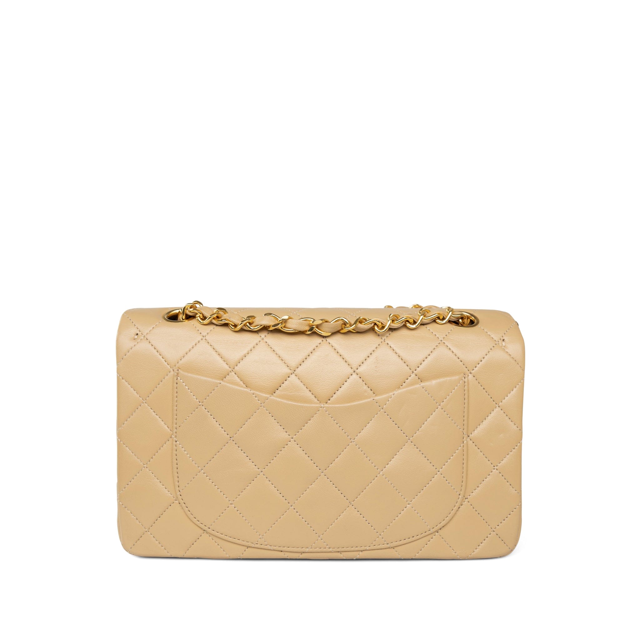 CHANEL Handbag Beige Beige Lambskin Quilted Classic Flap Small Gold Hardware - Redeluxe