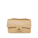 CHANEL Handbag Beige Beige Lambskin Quilted Classic Flap Small Gold Hardware - Redeluxe