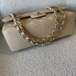 CHANEL Handbag Beige Clair Caviar Quilted Jumbo Classic Flap LGHW - Redeluxe