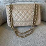 CHANEL Handbag Beige Clair Caviar Quilted Jumbo Classic Flap LGHW - Redeluxe