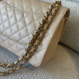 CHANEL Handbag Beige Clair Caviar Quilted Jumbo Classic Flap LGHW - Redeluxe