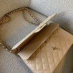 CHANEL Handbag Beige Clair Caviar Quilted Jumbo Classic Flap LGHW - Redeluxe