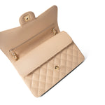 CHANEL Handbag Beige / Classic flap Beige Clair Caviar Quilted Jumbo Classic Flap Gold Hardware - Redeluxe