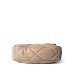 CHANEL Handbag Beige Light Beige Goatskin Quilted 19 Flap Large Mixed Hardware - Redeluxe