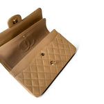 CHANEL Handbag Beige Vintage Beige Lambskin Quilted Classic flap Medium Gold Hardware - Redeluxe