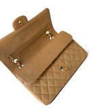 CHANEL Handbag Beige Vintage Beige Lambskin Quilted Classic flap Medium Gold Hardware - Redeluxe