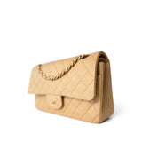 CHANEL Handbag Beige Vintage Beige Lambskin Quilted Classic flap Medium Gold Hardware - Redeluxe