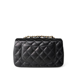 CHANEL Handbag Black 16C Black Caviar Quilted Mini Rectangular Single Flap Antique Gold Hardware - Redeluxe