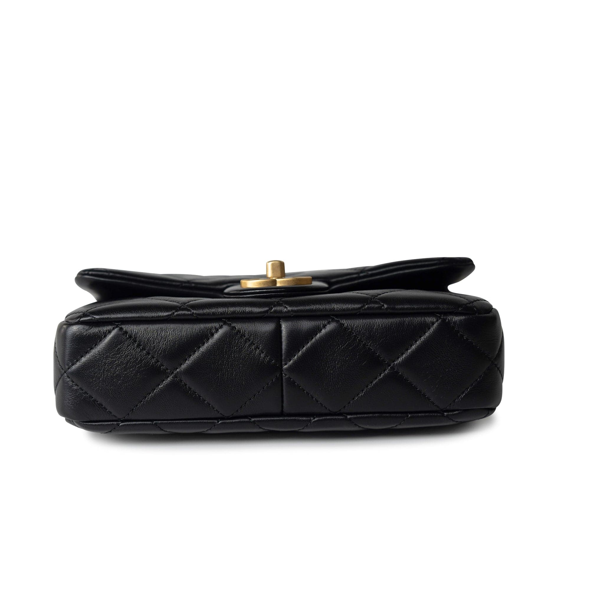 CHANEL Handbag Black 22P Enamel Quilted Pending CC Small Square Flap Black Lambskin - Redeluxe