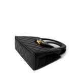 CHANEL Handbag Black 23K Shiny Black Aged Calfskin Quilted Nano Kelly Shopping Bag - Redeluxe