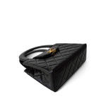 CHANEL Handbag Black 23K Shiny Black Aged Calfskin Quilted Nano Kelly Shopping Bag - Redeluxe