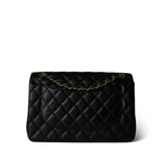 CHANEL Handbag Black Black Caviar Quilted Jumbo Classic Flap Gold Hardware - Redeluxe