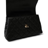 CHANEL Handbag Black Black Caviar Quilted Mini Coco Handle Light Gold Hardware - Redeluxe