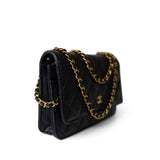 CHANEL Handbag Black Black Caviar Quilted Wallet on Chain WOC Gold Hardware - Redeluxe