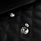 CHANEL Handbag Black Jumbo Caviar Quilted Classic Flap Silver Hardware - Redeluxe