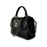 CHANEL Handbag Black / Lambskin 21S Black Lambskin Quilted Small Trendy CC Light Gold Hardware - Redeluxe