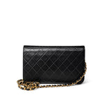 CHANEL Handbag Black Vintage Black Lambskin Quilted Full Flap Bag Gold Hardware - Redeluxe