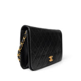 CHANEL Handbag Black Vintage Black Lambskin Quilted Full Flap Bag Gold Hardware - Redeluxe