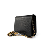 CHANEL Handbag Black Vintage Black Lambskin Quilted Full Flap Bag Gold Hardware - Redeluxe