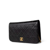 CHANEL Handbag Black Vintage Black Lambskin Quilted Full Flap Bag Gold Hardware - Redeluxe