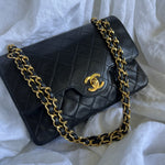 CHANEL Handbag Black Vintage Lambskin Quilted Double Flap Small GHW - Redeluxe