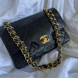 CHANEL Handbag Black Vintage Lambskin Quilted Double Flap Small GHW - Redeluxe