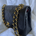 CHANEL Handbag Black Vintage Lambskin Quilted Double Flap Small GHW - Redeluxe