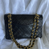 CHANEL Handbag Black Vintage Lambskin Quilted Double Flap Small GHW - Redeluxe