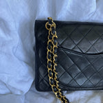 CHANEL Handbag Black Vintage Lambskin Quilted Double Flap Small GHW - Redeluxe