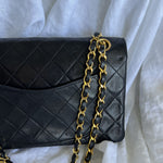 CHANEL Handbag Black Vintage Lambskin Quilted Double Flap Small GHW - Redeluxe