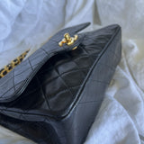 CHANEL Handbag Black Vintage Lambskin Quilted Double Flap Small GHW - Redeluxe