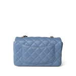 CHANEL Handbag Blue 21C Sky Blue Lambskin Quilted Mini Rectangular Flap Light Gold Hardware - Redeluxe