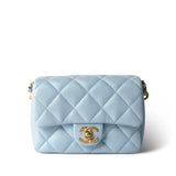 CHANEL Handbag Blue 21K My Perfect Bag Light Blue Caviar Quilted Aged Gold Hardware - Redeluxe