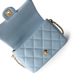 CHANEL Handbag Blue 21K My Perfect Bag Light Blue Caviar Quilted Aged Gold Hardware - Redeluxe