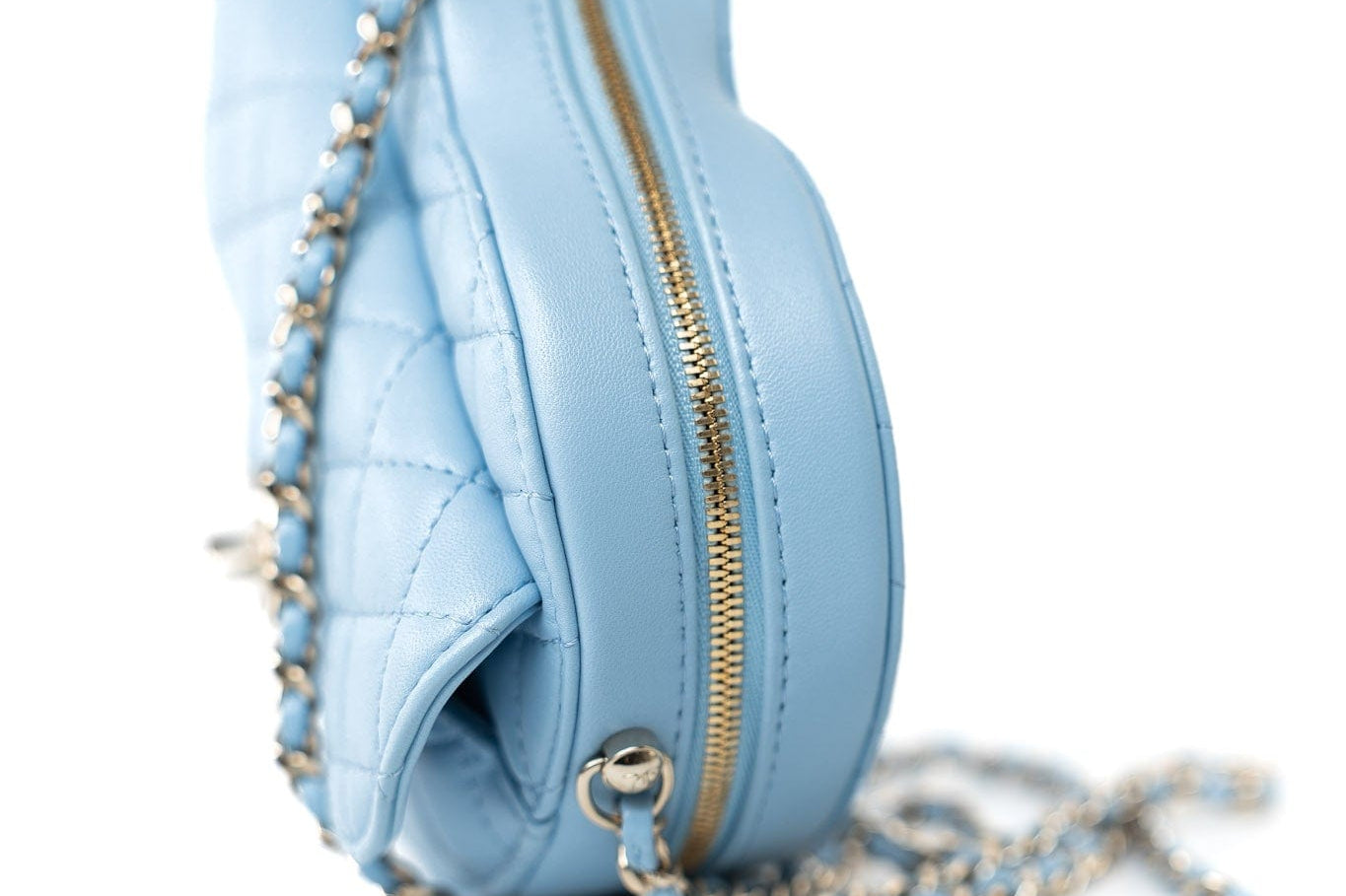 CHANEL Handbag Blue 22S CC In Love Blue Lambskin Quilted Large Heart Bag Light Gold Hardware - Redeluxe